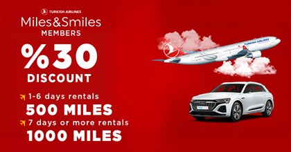 Rent a Car from AVEC, Earn Turkish Airlines Miles&Smiles Miles!